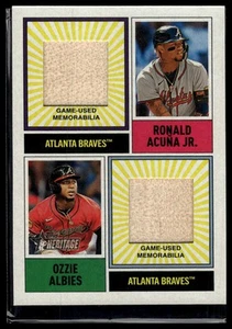 2025 Topps Heritage #DPMCR-AAC Ozzie Albies / Ronald Acuna Jr. Dual Relic - Picture 1 of 2