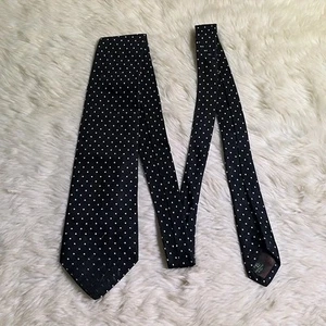 Lauren Ralph Lauren Men's Tie Black Polka Dot 100% Silk Necktie - Picture 1 of 4