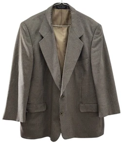 Julian Stevens Men’s Blazer Houndstooth Brown Silk Wool Blend - Picture 1 of 12