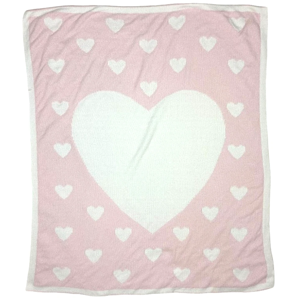 Nordstrom Bebé Rosa Blanco Corazón Chenilla Suave Reversible Manta Niña 30x40 Foto 1 de 3