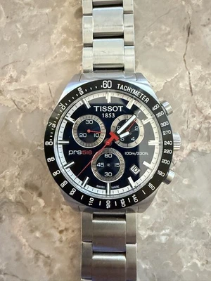 Tissot PRS516 CHRONO Men's Black Watch. Very Good condition. Band fits 7" Wrist - Image 1 of 4