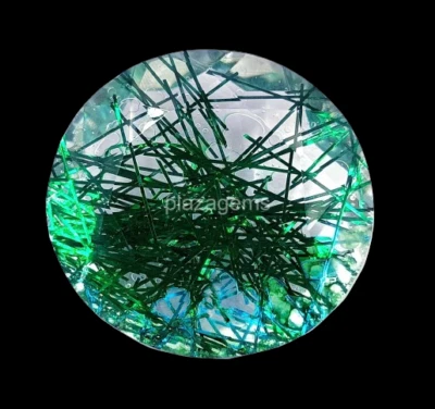 Green Rutilated Quartz 110 Ct Certified Round Cut Loose Gemstone 34x14mm 4AUU - Image 1 of 4