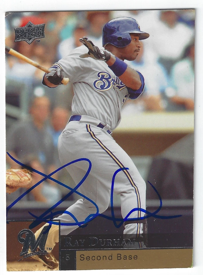 RAY DURHAM MILWAUKEE BREWERS SIGNED BASEBALL CARD GIANTS A'S CHICAGO WHITE SOX - Image 1 of 1