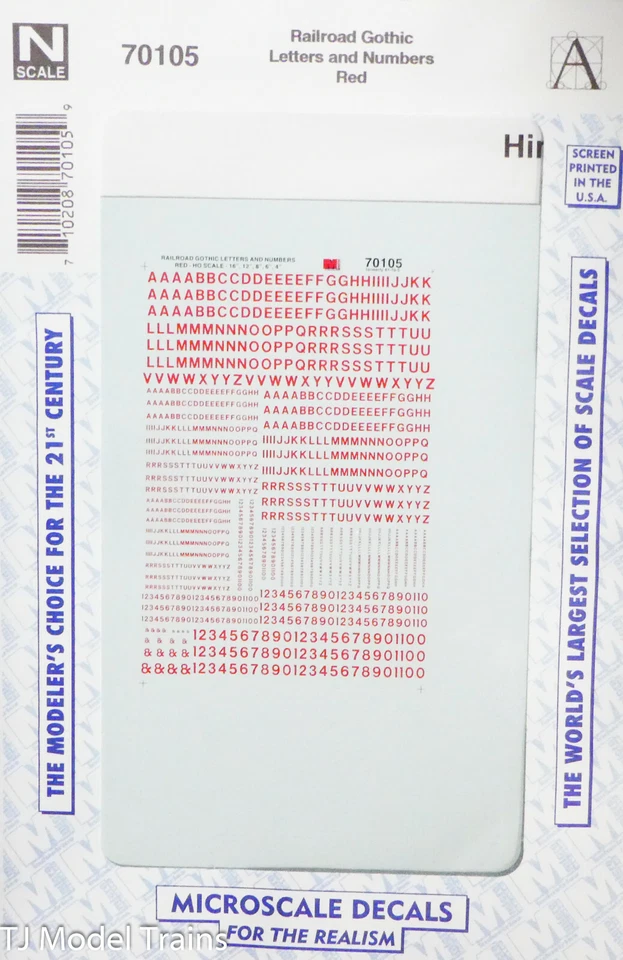 Микромасштабная наклейка N #70105 буквы и цифры - железнодорожная готика - красная (наклейка) - Изображение 1 из 1