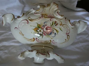 An Antique Hand Painted Majolica Pottery Center Piece By V. Bassano Italy (m) - Picture 1 of 5