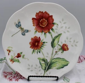 Lenox (Set of 3) Butterfly Meadow Red Luncheon Plates~ Dragonfly, Monarch, Tiger - Picture 1 of 20