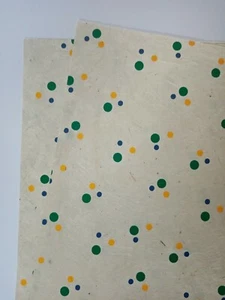 Handmade Natural Paper A4 x 10 sheets green blue yellow dots craft art card - Picture 1 of 1