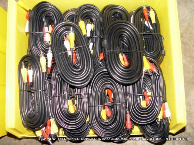 LOT OF 16 NEW Dish Network RG-59/U 3-RCA Audio Video Male to Male Coaxial Cables - Image 1 of 3
