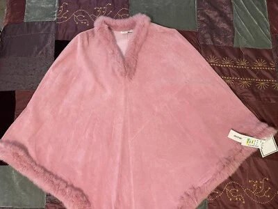 Vintage Pink Suede Poncho Never Worn Stein Mart - Image 1 of 4