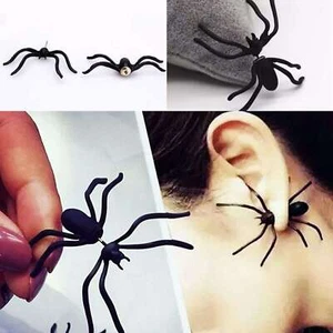1 Pair Halloween Black Spider Earrings Gothic Costume Funny Scary Props Decor US - Picture 1 of 7