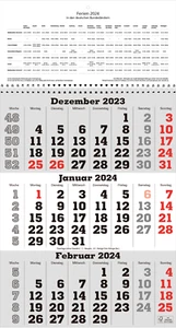 2025+2026 ADINA Dreimonatskalender 2 Jahre 54,5x30cm mit Tagesanzeiger - Bild 1 von 2