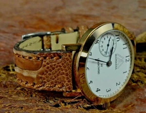 CORREA RELOJ 22 20 18 GENUINA PIEL PATA AVESTRUZ NOBUCK MARRON HAVANA MA STRAP - Imagen 1 de 12