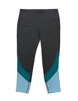 Tangerine, Gray with Teal and Blue Trim Pull-on Activewear Leggings, size L - Image 1 of 4