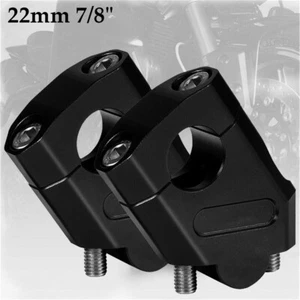 1 Paar 22mm 7/8 "Motorradlenker Riser Mount Clamp Schwarz CNC Aluminiumlegierung - Bild 1 von 12