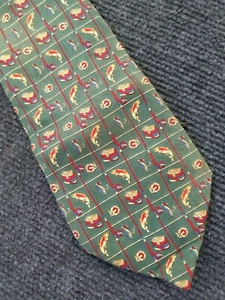 TOMMY HILFIGER 100% Silk Necktie Green Fishing Gear Pattern Men Ties - Picture 1 of 5