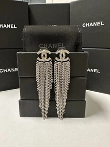 CHANEL Dangle Chane DropCrystal Logo CC RunwayANELEarrings - Picture 1 of 3