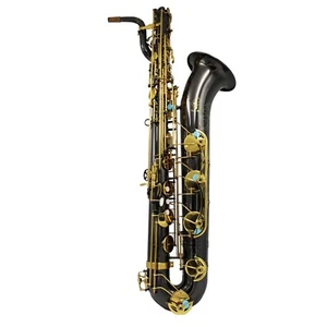 EM music black nickel body gold key Baritone Saxophone with phoenix engraving - Picture 1 of 12