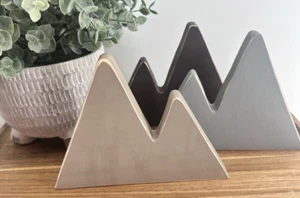 MOUNTAIN Tiered Tray Decor Beach Shelf Sitter Rustic Wood Primitive - Picture 1 of 7