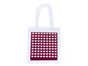 Cotton Tote Bag Jute Bag Miniblings White Smooth Heart Pattern Bordeaux - Picture 1 of 3