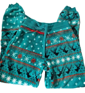 JEM Holiday Sweater Womens Christmas Jogger Pants Green Fair Isle Fleece Small - Imagen 1 de 5