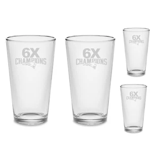 Set of 4 - England 6X Champions Pint Beer Glasses Etched Tumblers, Drinkware - Picture 1 of 6