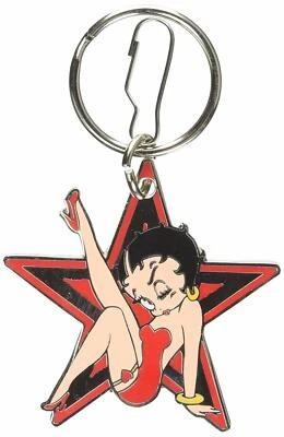 Brand New Classic Cartoon Betty Boop Red Star Enamel Metal Key Chain Foto 1 de 4