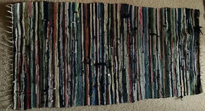 VINTAGE mehrfarbiger Flickenteppich Kelim Fleckerl Webteppich 59x128 RETRO bunt - Bild 1 von 6