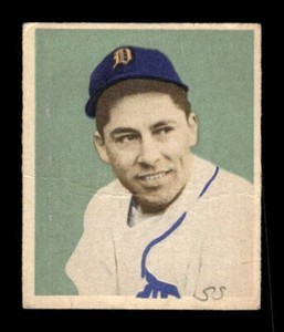 1949 Bowman #107 Eddie Lake RC - POR - WRITING ON CARD - DETROIT TIGERS