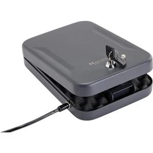 Caja de bloqueo grande Hornady X con bloqueo, llave y cable 10"" x 7"" x 2"" negra 952100 - Imagen 1 de 1