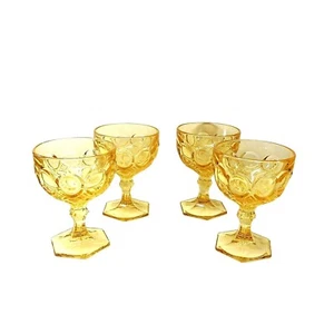 "Juego de 4 gafas Fostoria Stone cupé champán Sherbert topacio amarillo 5" - Imagen 1 de 8