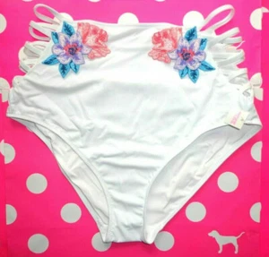 Victoria's Secret swim set PINK Embroidered high waisted bottom white S - Picture 1 of 2