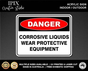 CORROSIVE LIQUIDS - DANGER - ACRYLIC SIGN | HEALTH & SAFETY - Picture 1 of 6
