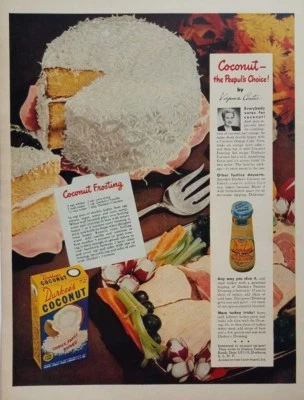 Vintage Print Ad Durkees Coconut Cake Baking Kitchen Decor 1948 - Image 1 of 3