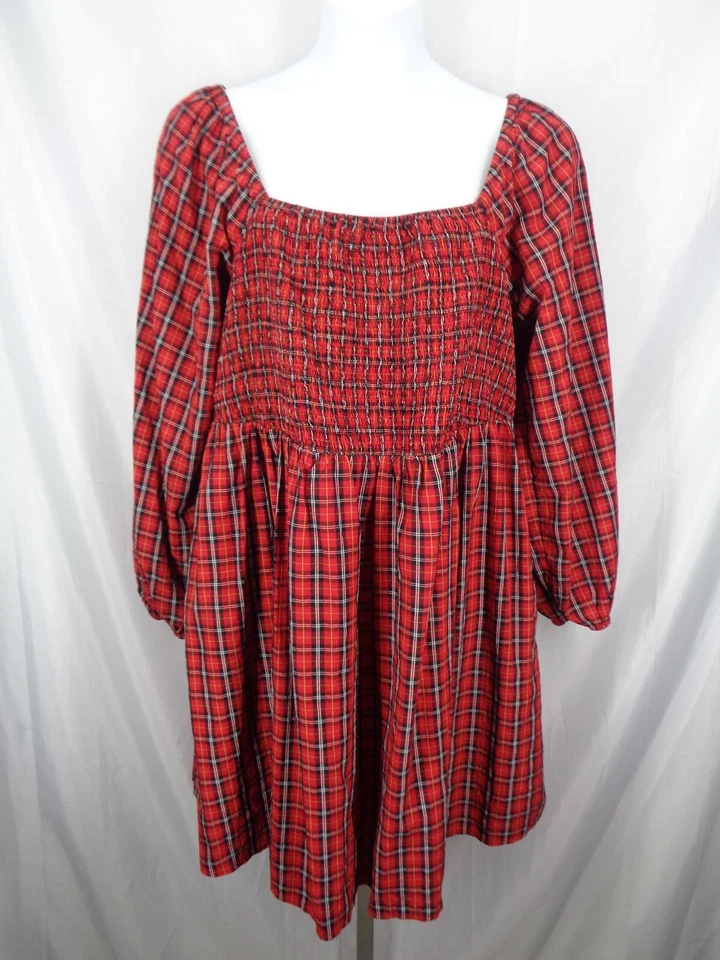 Old Navy Red Tartan Plaid Smocked Mini Dress Plus Size 2X - Image 1 of 4