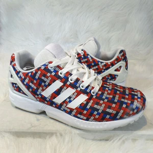 adidas Torshion ZX Flux Reflective Woven Red White Blue Sneakers Men's Size 7 - Picture 1 of 9