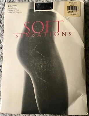 BLOOMINGDALES SOFT SENSATIONS TIGHTS ~ LARGE SIZE C ~ BLACK ~ MATTE OPAQUE - Image 1 of 2