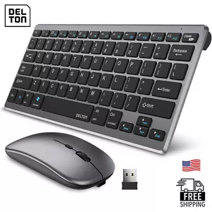 Delton N35 Portable/Travel/Small Wireless Keyboard and Mouse Combo - Silver - Picture 1 of 9