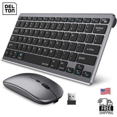 Delton N35 Portable/Travel/Small Wireless Keyboard and Mouse Combo - Silver - Image 1 of 4