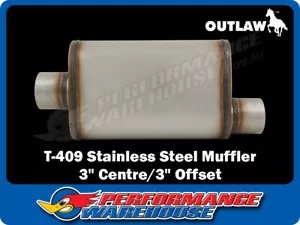 Outlaw T-409 Stainless Steel Offset Muffler Centre/Offset 3" Performance - Picture 1 of 2