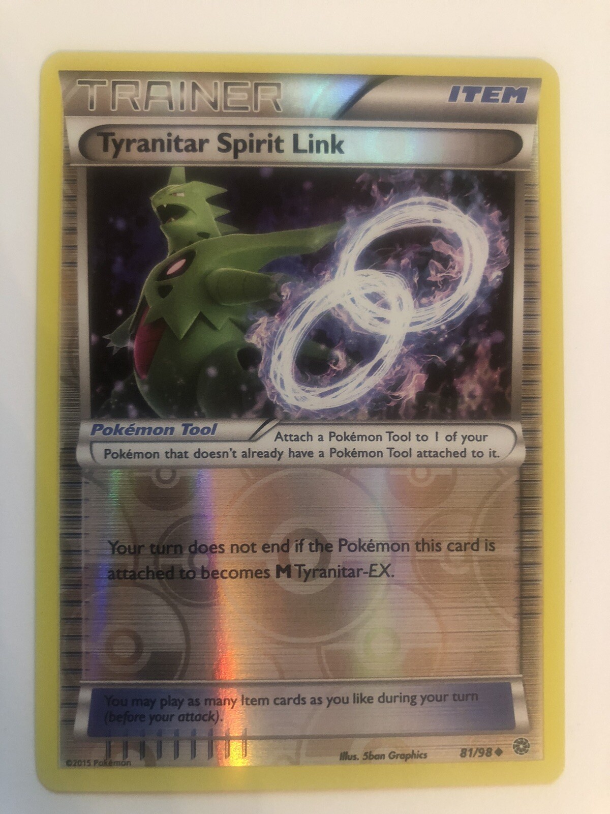 Pokemon TYRANITAR SPIRIT LINK 81/98 - XY Ancient Origins - Rev Holo - LP