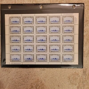 RARE! 1980 Guam Guard Mail Stamps - Full Sheet Of 25 USS Indianapolis Comm. - Picture 1 of 2