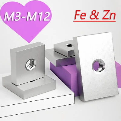 Rechteckig Kohlenstoffstahl Verzinkt Nutenstein Gewindeplatte M3 M4 M5 M6 M8 M10 - Bild 1 von 3