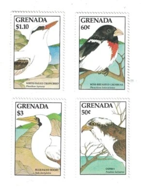 8 1988 GRENADA GULLS SHORE & SEA BIRDS SELO DE GAIVOTAS, SEM MARCA DE CHARNEIRA - Imagem 1 de 2