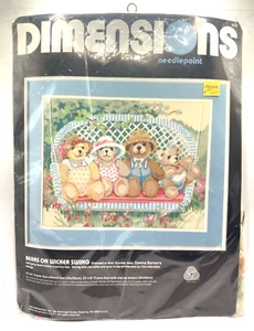 Bears Wicker Swing Dimensions #2350 Vintage Needlepoint Pattern NEW complete Kit - Picture 1 of 4