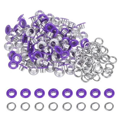100 Set Round Grommets 5mm Hole Metal Eyelets with Washers, Purple - Изображение 1 из 4