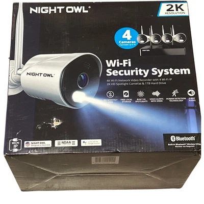 Night Owl 2K Wi-Fi Security Camera System WM-BTWN81-2-4L Surveillance New - Image 1 of 2