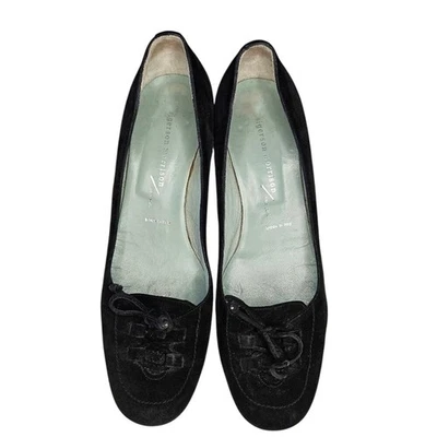 Sigerson Morrison Tacones Bloque Cuero Gamuza Negro 7.5B Hecho en Italia  Foto 1 de 4