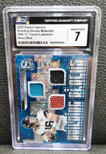 Trevor Lawrence 2021 Spectra #BB-TL bloques de construcción reliquias azul neón #/60 CGC 7 - Imagen 1 de 14