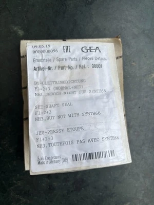 GEA BOCK SET SHAFT SEAL F1+F2+F3  08001 - Image 1 of 3