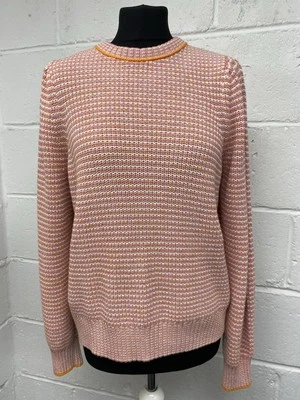 Barbour Snapdragon Knit White Pink Orange Knitted Jumper Size 10 PC - Image 1 of 4